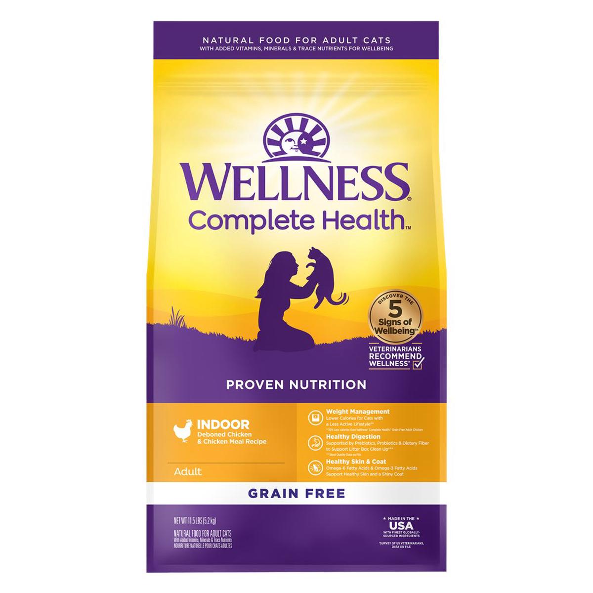'FREE TREAT': Wellness Complete Health Grain-Free Indoor Deboned Chicken & Chicken Meal Adult Dry C