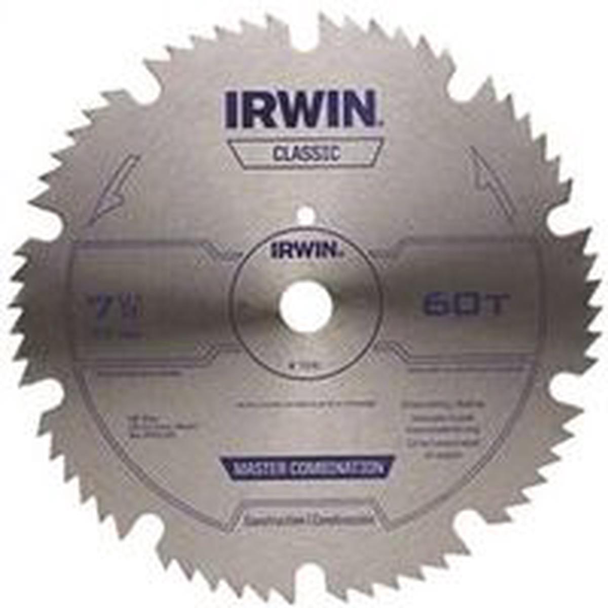 Irwin Circular Saw Blade 7-1/4" 60T Carbon Steel Cutting Edge (11240)