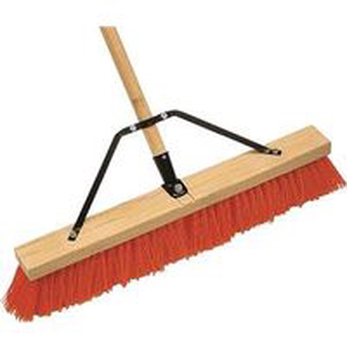 Simple Spaces Push Broom, 24 in Sweep Face, 60 in L, Polypropylene Bristle, Bolt with Brace (93135)